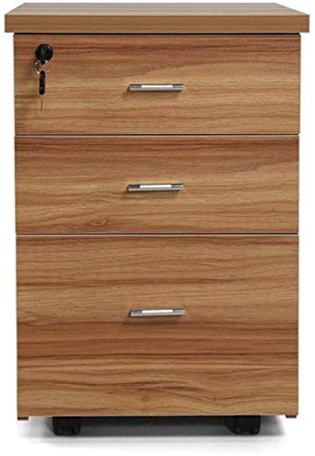 SHABOZ Anti-Theft File Cabinet with Rollers - Large Capacity Multi-Layer Storage (40x40x56cm Light Brown)