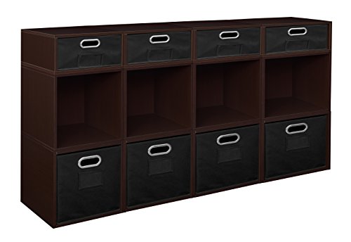 Niche PC8F4HPKTFBK Cubo Deluxe Storage Set with with Full and Half Size Cubes and Folding Bins, Truffle/Black