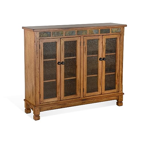 Sunny Designs Sedona Bookcase with 4 Doors, Light Brown Finish 2813RO2