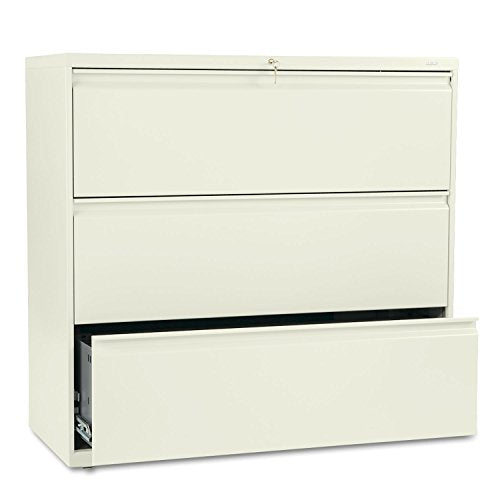 HON 893LL 800 Series Three-Drawer Lateral File Cabinet, 42" Putty