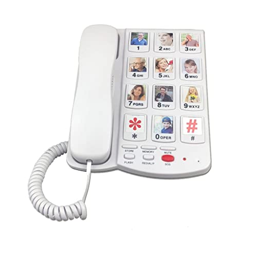 MaGiLL Big Button Cord Phone for Seniors with Picture Memory Key and Amplifier