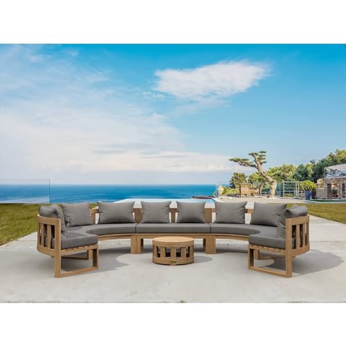 212 Main Circular Modular Deep Seating Set - Natural Smooth Well Sanded