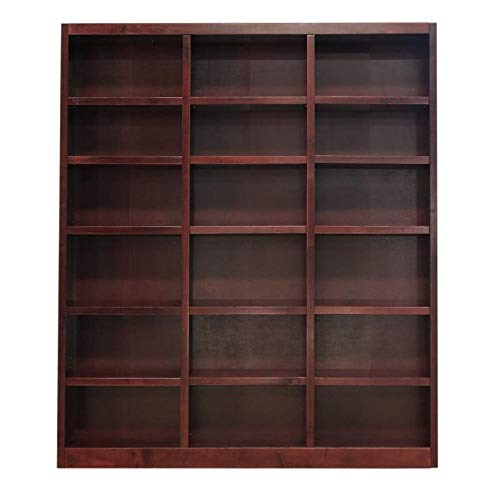 Bowery Hill Traditional 84" Tall 18-Shelf Triple Wide Wood Bookcase Storage in Cherry