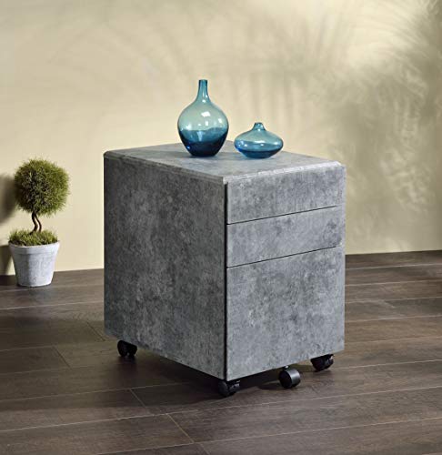 Moselota File Cabinet, Faux Concrete & Silver 92909