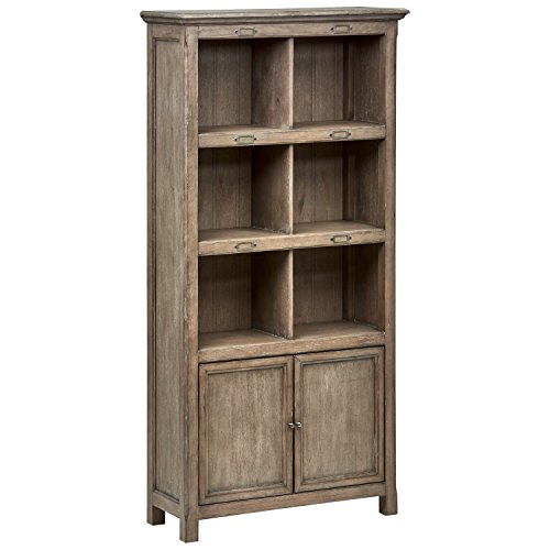 Stone & Beam Rustic Casual Wood Bookcase with Doors, 36"W, Grey