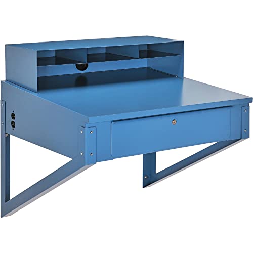 Global Industrial Industrial Supplies Shop Desk Wall Mount 34-1/2"W x 30"D x 32-1/2"H Blue