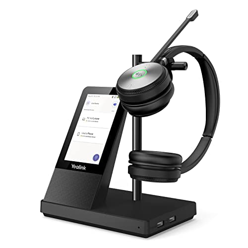 Yealink WH66 Stereo Wireless DECT Headset - Teams Certified, Long Range 160m/525ft, 14H Talk Time, Speaker, PC/Laptop/Desk Phone/Cell Phone Compatible, Noise Canceling Mic