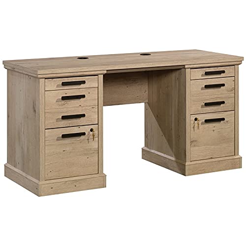Sauder Worksense Mason Peak 60” Commercial Credenza Desk - Prime Oak Finish