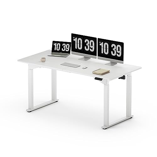 SANODESK Electric Height Adjustable Standing Desk with Dual Motor Lift, Memory Presets - 63x30, White