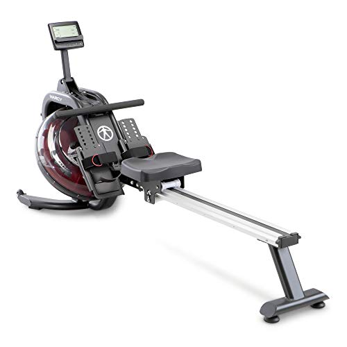 Marcy Pro Water Resistance Rower Rowing Machine for Home Gym LCD Monitor Tracks Time Distance Strokes and Calories NS-6023RW, Black/red/Silver