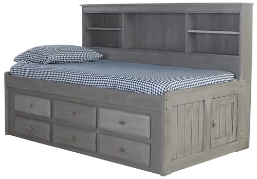 Birsppy Twin Bookcase Daybed with 6 Drawers - Charcoal