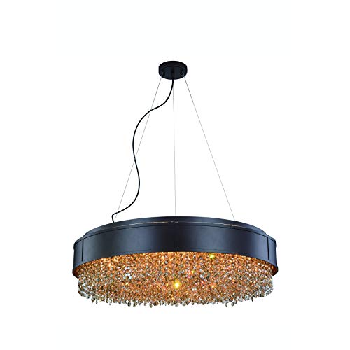 Elegant Lighting Regency Collection Pendant/Flush Mount D30" Teak 9-Light