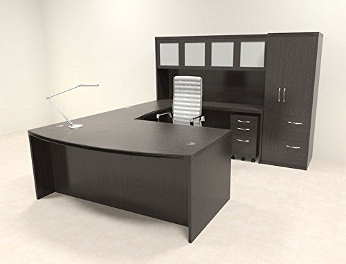UTM Furniture 6pc Modern Contemporary U Shape Executive Office Desk Set, RO-ABD-U12