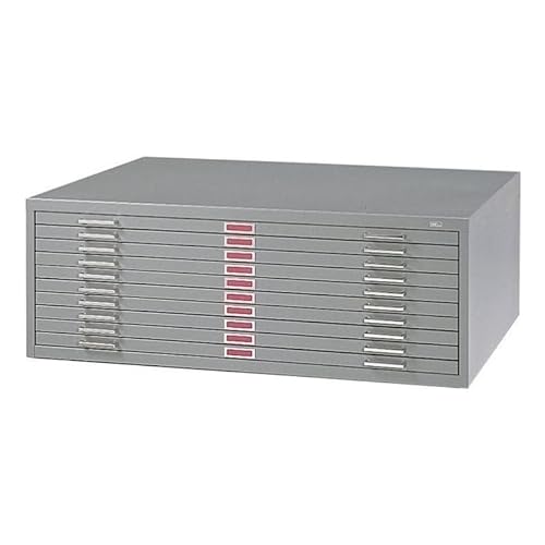 Scranton & Co 10 Drawer Flat Files Metal Cabinet for 30" x 42" Documents - Gray