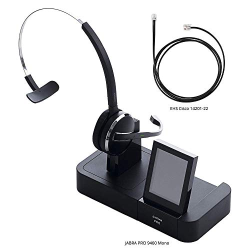 Jabra PRO 9460 Mono Flex Boom Wireless Headset with EHS Cisco 14201-22 Cable, Bundle for Cisco Unified IP Phones (7900G Series)