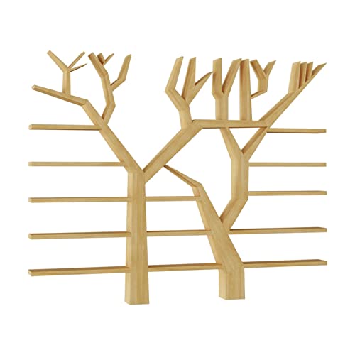 KIZQYN Tree-Shaped Bookcase Floor-to-Ceiling Multi-Layer Shelf (Brown, 160cm)