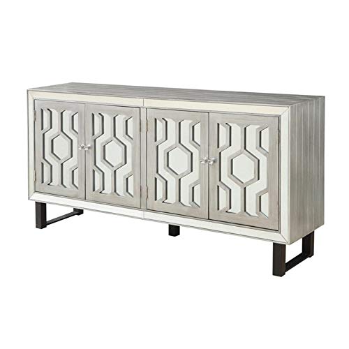 Coast to Coast Metallic Pewter Four Door Credenza, 70" W x 17" D x 34.5" H