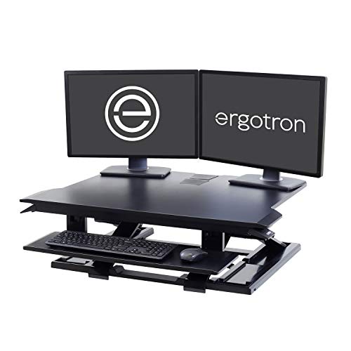 Ergotron WorkFit-TX Standing Desk Converter, Dual Monitor Sit Stand Riser - 32 Inch, Black
