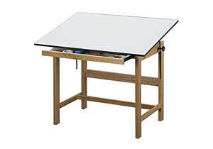 Titan Solid Oak Drafting Table - 48" X 36" Natural Oak Finish Dimensions: 48"W X 36"D X 37"H Weight: 90 Lbs