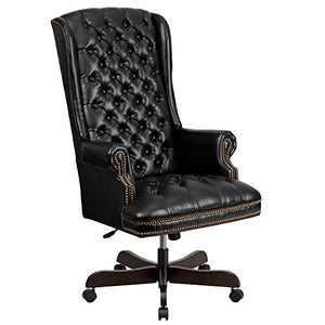 Flash Furniture High Back Traditional Tufted Black Leather Executive Swivel Chair with Arms