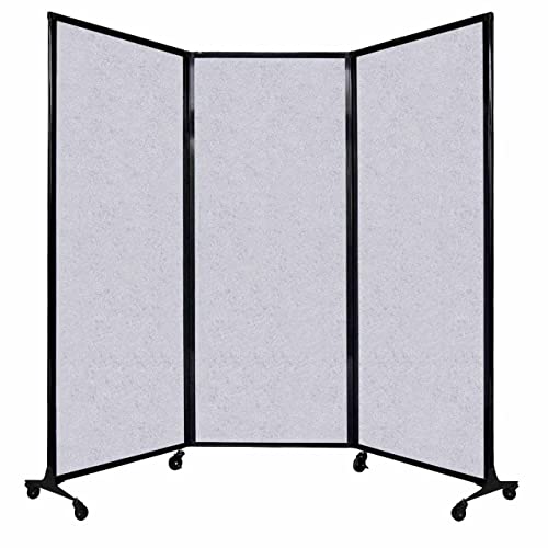 VERSARE QuickWall Folding Portable Partition | 3 Panel Room Divider | Sound Absorbing | 8'4" x 6'8" Marble Gray Panels