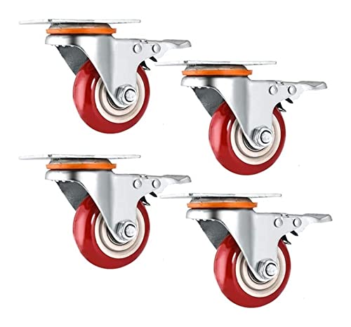 IkiCk Heavy Duty Swivel Furniture Casters 4pcs with Brakes - 3 Inch Silent Rubber Wheels