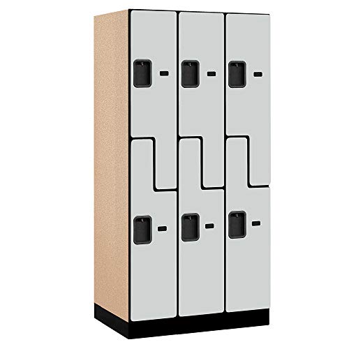 Salsbury Industries 2-Tier S-Style Designer Wood Locker - 6ft H x 21in D, Gray