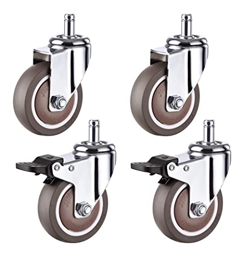 IkiCk Heavy Duty Office Chair Caster Wheels - Universal Size 50mm/2inch - Brake+Universal 75mm/3inch - Brake+Universal 50mm/2inch