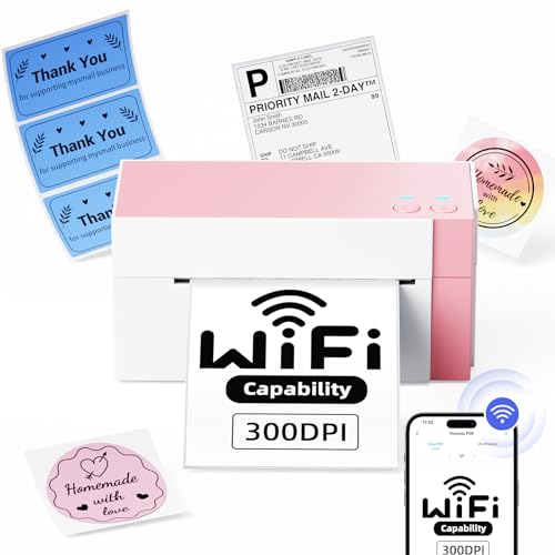 Omezizy WiFi Shipping Label Printer 4x6, 300DPI Wireless for Small Business