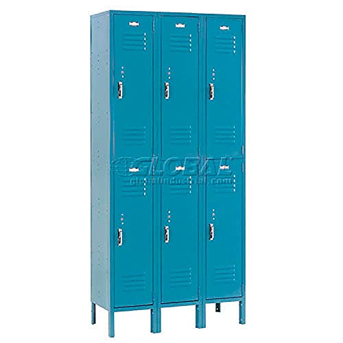 Global Industrial Double Tier Locker 12x15x36 6 Door Unassembled Blue