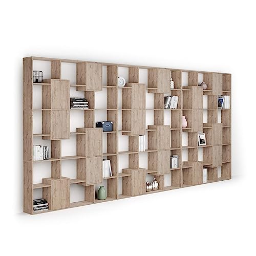 Mobili Fiver Iacopo XXL Oak Bookcase with Panel Doors (189.9 x 93.1 in), Made in Italy