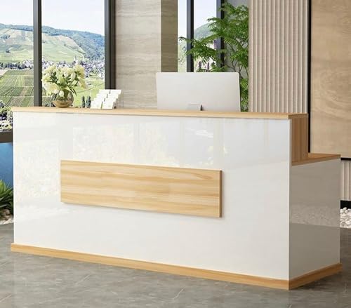 UGOS Modern Reception Desk 63" with Transaction Counter, Storage Drawer, and Laminate Desktop