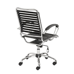 Eurø Style Flat Bungie High Back Adjustable Office Chair with J-Arm, Black Bungies with Chrome Frame
