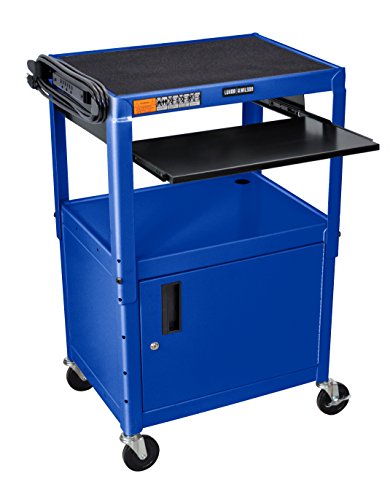 Luxor Adjustable-Height Steel AV Cart with Pullout Keyboard Tray Cabinet