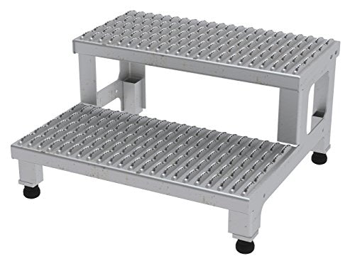 Vestil Stainless Steel Adjustable Step Mate Stand 2 Step 500 Lb. Capacity Silver