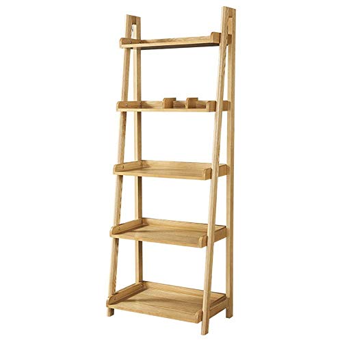 None 4-Layer Wooden Ladder Display Shelf Storage Unit for Home Office Org