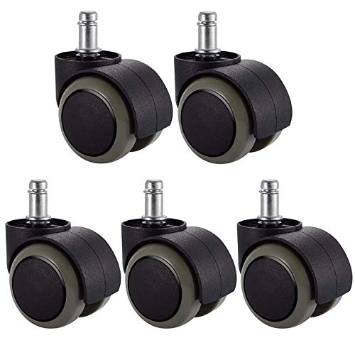 IkiCk 2" Office Chair Caster Wheel for Hardwood Floor Furniture - Swivel Rubber Castor - Standard Stem Size 11x21mm