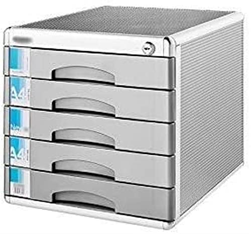 None File Storage Cabinet High-Hardness Aluminum Alloy Lockable Drawer Organizer Grey 5-Layer