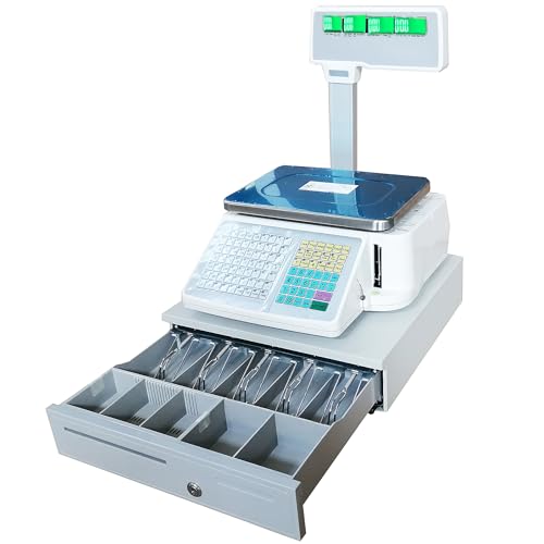 HQHAOTWU Digital Price Computing Scale 30kg with Cash Box Thermal Printer
