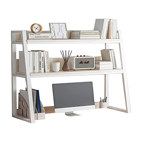 FPIGSHS Desktop Bookshelf for Computer Desk，2 Tier Steel Frame