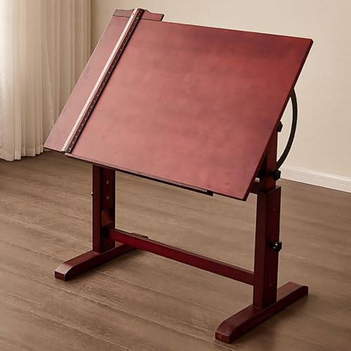 MOUNW Large Wood Drafting Table, Studio Painting Desk, Height and Angle Adjustable, 60x90CM Tabletop