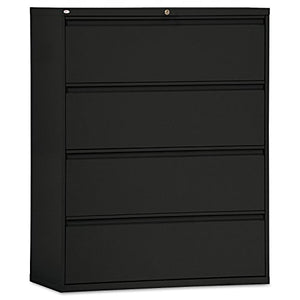 Alera ALELF4254BL Four-Drawer Lateral File Cabinet, 42w x 19-1/4d x 53-1/4h, Black