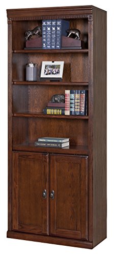 Martin Furniture Huntington Oxford Library Bookcase With Lower Doors, Burnish Finish, Fully Assembled