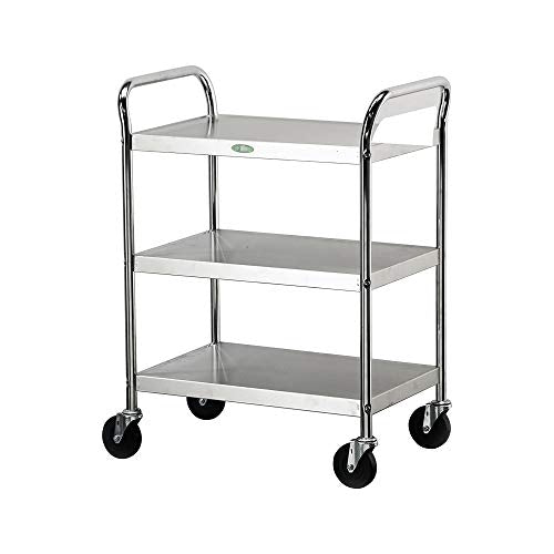 Lakeside Manufacturing 479 K.D. Utility Cart, Stainless Steel, 3 Shelves, 500 lb. Capacity, Chrome
