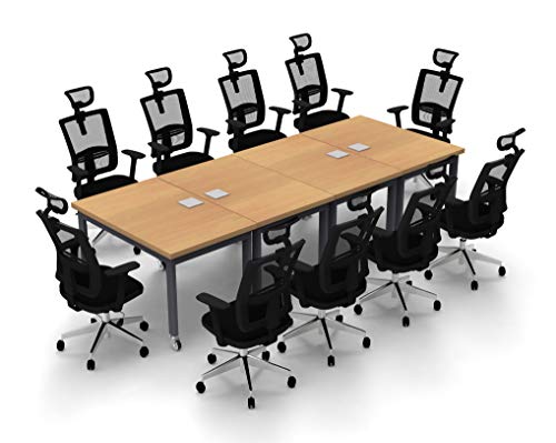 TeamWORK Tables 10 Person Conference Tables Model 6423 Beech X-Thick Tops with Industrial Casters