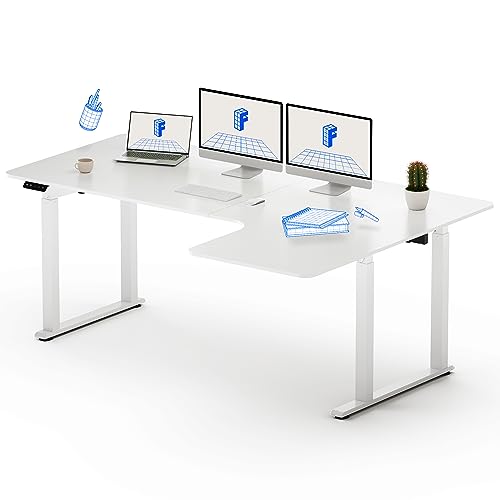 FLEXISPOT Dual Motor L-Shaped Standing Desk 71x43 White