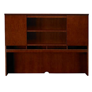 Mayline Sorrento Hutch Desktop Organizer Cabinet, 2 Doors, 2 Shelf, Bourbon Cherry Veneer