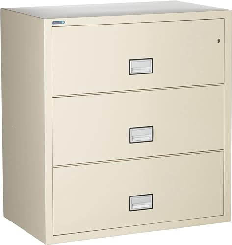 PHOENIX SAFE INTERNATIONAL LLC Fireproof 3-Drawer Lateral File Cabinet, 38 inch, Key Lock, Water Seal, Putty - LAT3W38P