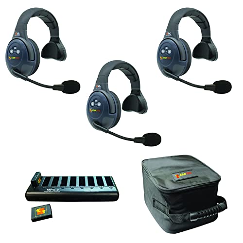 EARTEC Evade EVX3S Wireless Intercom System with 3 Single Speaker Headsets