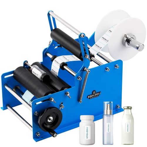 Spolehli Manual Round Bottle Labeling Machine with Swing Arm, Adjustable Self-Adhesive Label Applicator
